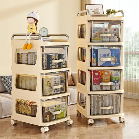 Modern Minimalist Rolling Storage Cart With Transparent Drawers Mobile Drawer Type Storage Cabinet For Snack Toy Organizer Home Furniture Organizer