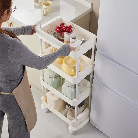 Modern Multi-tier Plastic Rolling Storage Cart With Universal Wheels Mobile Utility Rack For Kitchen Bathroom Office Home Organizer Trolley