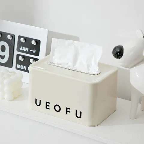 Cream Style Spring Lifting Tissue Box Decorative Desktop Paper Storage Case For Living Room Bedroom Modern Tissue Holder