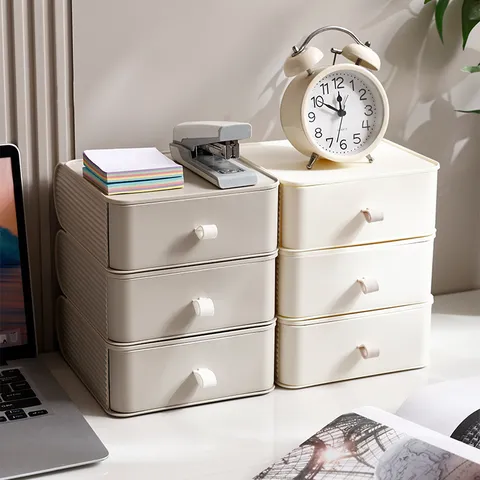 Stapelbare Schreibtisch Schublade Aufbewahrungsbox PS Kunststoff Büro Organizer Für Schreibwaren Make-up Minimalistisches Gehäuse
