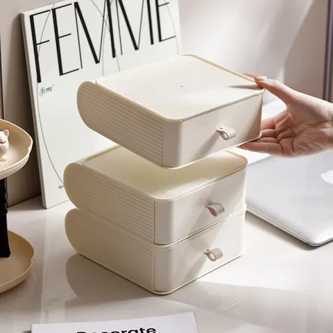 Stapelbare Schreibtisch Schublade Aufbewahrungsbox PS Kunststoff Büro Organizer Für Schreibwaren Make-up Minimalistisches Gehäuse