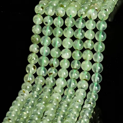 Perles en Vrac de Préhnite Naturelle Rondes Vertes en Pierre Semi Précieuse pour Fabrication de Bracelets Colliers DIY Artisanat