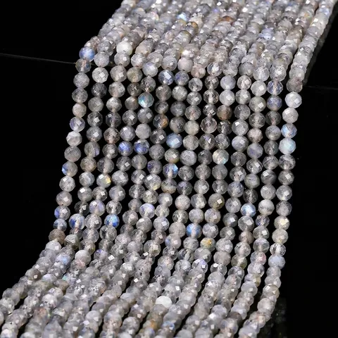 Gefacetteerde Natuurlijke Grijze Maansteen Ronde Kralen Labradoriet Kristal Edelsteen Voor DIY Sieraden Maken Armbanden Kettingen 5A