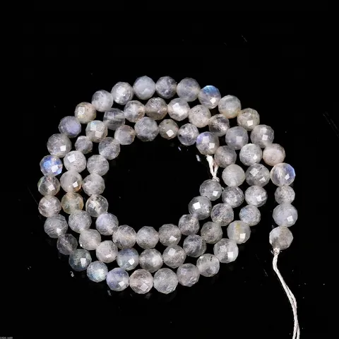 Gefacetteerde Natuurlijke Grijze Maansteen Ronde Kralen Labradoriet Kristal Edelsteen Voor DIY Sieraden Maken Armbanden Kettingen 5A