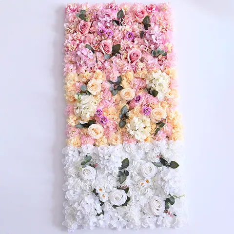 Kunstmatige Bloemen Wandpaneel Achtergrond Nep Roos Hortensia Bloemen Groen Blad Mat Voor Binnen Bruiloft Feest Huis Wand Decor