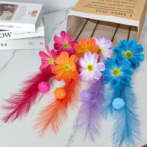 Fiori di Cosmo Artificiali Ramo di Finto Fiore di Seta Con Piume Stile Coreano Decorazione Soggiorno Tavolo Casa