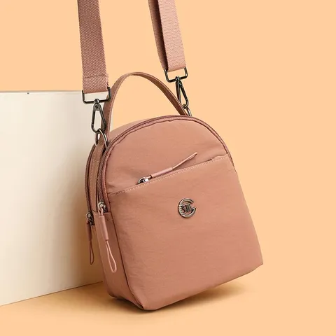 Borsa a Tracolla da Donna in Nylon Casual Leggera Mini Borsa per Cellulare Multi Tasca Moda Borsa a Spalla Giornaliera Outdoor Borsetta