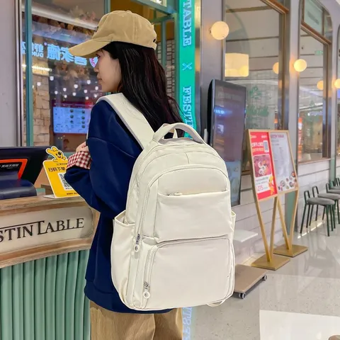 Minimalist Nylon Casual Backpack Large Capacity School Bag Travel Daypack For Men Women Unisex Commuter Bookbag