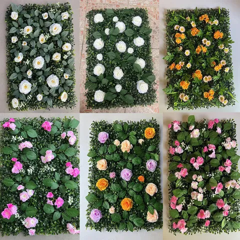 Panel de Pared de Plantas Artificiales Decoración de Pared de Hierba Falsa Para Balcón Cerca de Jardín Fondo Interior Panel Verde de Plástico