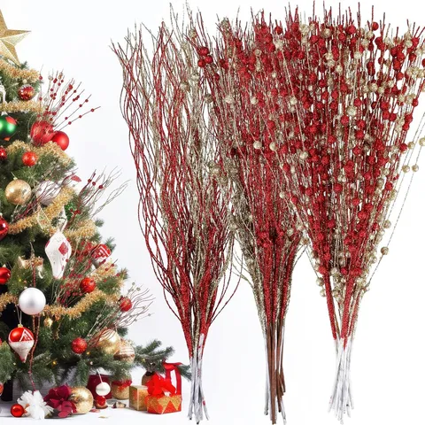 Ramas de Bayas con Brillo Navideño Artificial Bolas de Espuma Púas Para Árbol de Navidad Decoración del Hogar