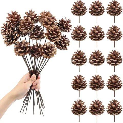 Simulatie Plant Gedroogde Dennenappel Katoen Bloemstuk Accessoires Kunstmatige Rode Bes Dennennaald Kerst Decoratie Tak