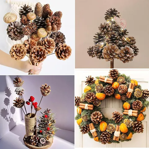 Simulatie Plant Gedroogde Dennenappel Katoen Bloemstuk Accessoires Kunstmatige Rode Bes Dennennaald Kerst Decoratie Tak