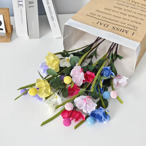 3-Head Artificial Poppy Silk Flower Realistic Fake Poppy For Home Decor Wedding Party Photography Props Plastic Flower