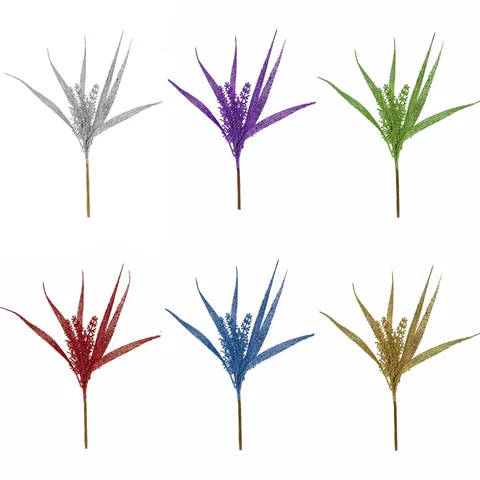 Künstliche Weihnachts-Farn-Glitzerstab Dekorative Zweige Für Weihnachtsbaum DIY Party Heimdekoration Ornamente Requisiten