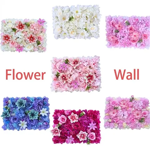 Panel Pared Flores Artificiales Tela Seda Rosa Hortensia Fila Flores Fondo Boda Escaparate Centro Comercial Accesorios Fotografía Decoración