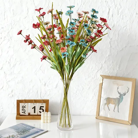 Ramo de Peonías y Margaritas Artificiales Frescas 5 Puntas Flores de Seda para Decoración del Hogar Boda Centros de Mesa