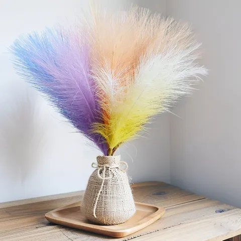 Artificial Reed Grass Faux Pampas Grass Fluffy Dried Flowers Stems For Home Living Room Floor Vase Decor Wedding Photography Decorations