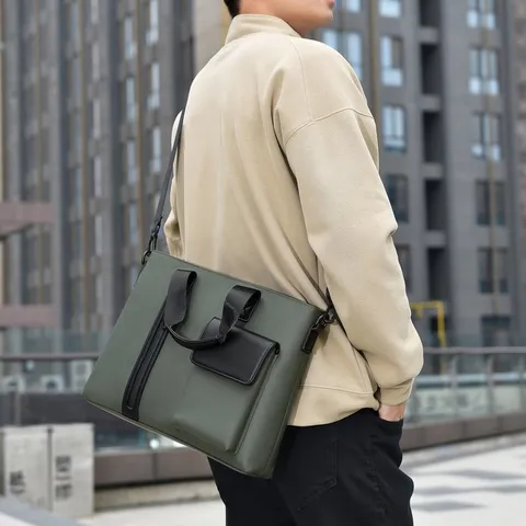 Borsa Porta PC Business da Uomo Impermeabile in Tessuto Oxford Borsa a Tracolla Retro Valigetta per Pendolarismo e Viaggi