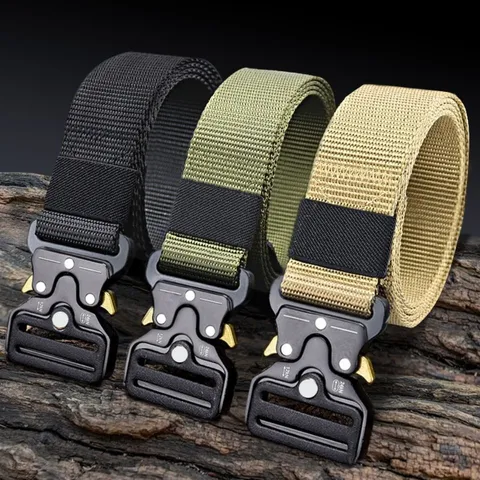 Quick Release Heavy Duty Tactical Belt For Men Outdoor Military Style Canvas Belt Durable Combat Training Waistband