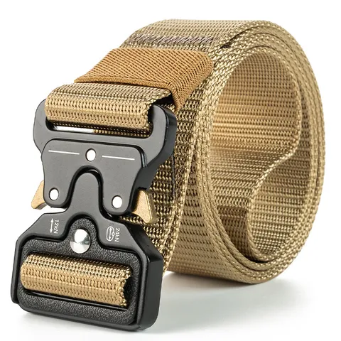 Men Tactical Belt Nylon Webbing Heavy Duty Work Belt With Alloy Quick Release Cobra Style Buckle Outdoor Military Utility Waist Belt