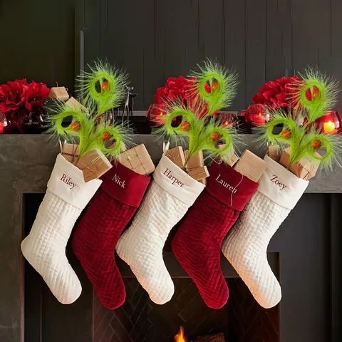Christmas Tree Decorative Picks Artificial Pampas Grass With Red Glitter Balls Elf Hanging Ornaments For Wreath Holiday Decor