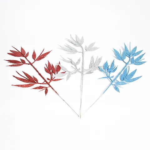 Artificial Bamboo Leaves Christmas Tree Decoration Glitter Fake Plant European Style Home Holiday Decor