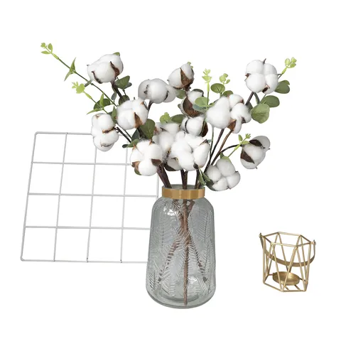 Künstlicher Eukalyptus Baumwollzweig Falsche Baumwollball Blumenstiel Simulationspflanze Für Heimdekoration Weihnachtsfeier Fotografie Requisiten Weiß