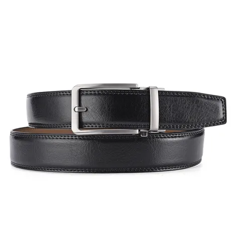 Men Business Casual Split Cowhide Leather Belt With Automatic Alloy Buckle Versatile Men Waist Belt Classic Stitching Pant Belt