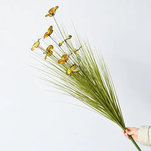 Kunstmatig Lente Gras Vlinder Decoratie Plastic Groen Voor Binnen Huis Live Stream Kamer Achtergrond Potplant Ornament