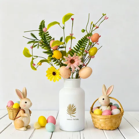 Ostern Künstliche Blumenzweig Stecklinge Farbige Gefleckte Ostereier Floral Beere Eukalyptus Stiele Für Feiertag Haus Party Tisch Vase Dekor