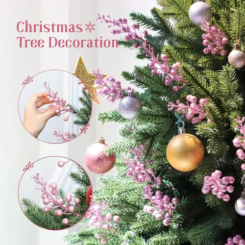 Glitzer Beerenstiele Künstliche Weihnachtsbaum Dekorationen DIY Weihnachtskranz Stecker Party Heimtisch Ornamente Funkelnde Dekorative Zweige Für Feiertagsarrangements