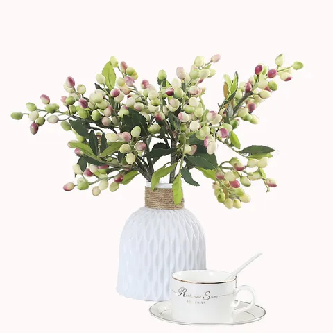 Rami di Frutta di Oliva Artificiale Bacche di Schiuma Simulazione Frutti Rossi della Fortuna Gambo Per Vaso Casa Soggiorno Tavolo Natale Decorazione
