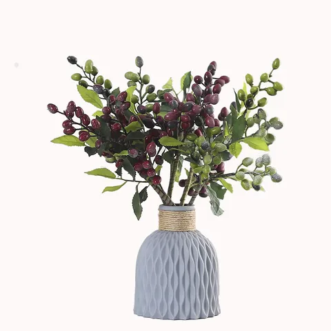 Rami di Frutta di Oliva Artificiale Bacche di Schiuma Simulazione Frutti Rossi della Fortuna Gambo Per Vaso Casa Soggiorno Tavolo Natale Decorazione