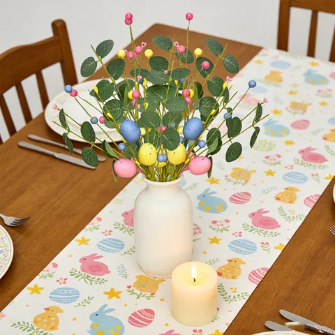 Easter Egg Berry Stems Artificial Eucalyptus Leaves Foam Spotted Eggs For DIY Home Party Holiday Decoration Arrangement