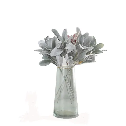 Modern Minimalist Silk Flocked Lamb's Ear Leaf Artificial Flower Bouquet Stems For Wedding Ceremony Home Party Decoration