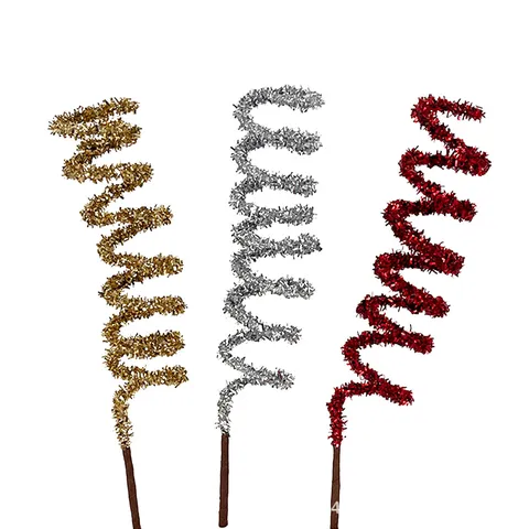 Glitter Christmas Spiral Picks Sparkly Christmas Tree Ornaments Plastic Tinsel Twists Holiday Home Decor Photography Props