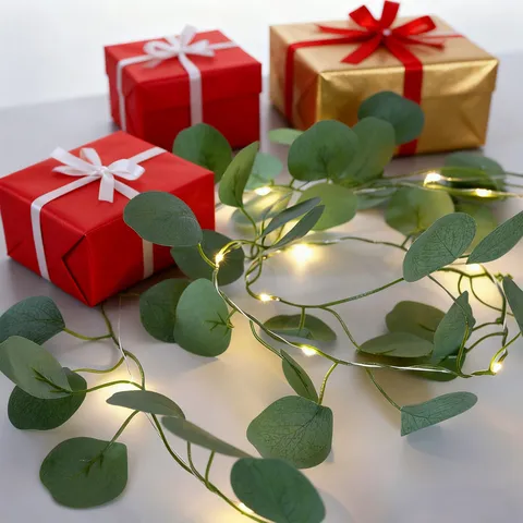 Guirlande de Liane d'Eucalyptus Artificielle Avec Lumières LED Blanc Chaud Plante Suspendue Artificielle pour Décoration de Mariage Maison