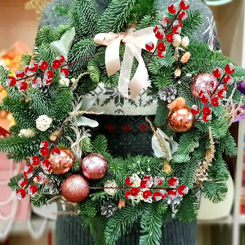 Tallos de Bayas Rojas Escarchadas Artificiales Para Decoración de Coronas de Árbol de Navidad Selecciones de Bayas Rojas Adornos Decoración del Hogar