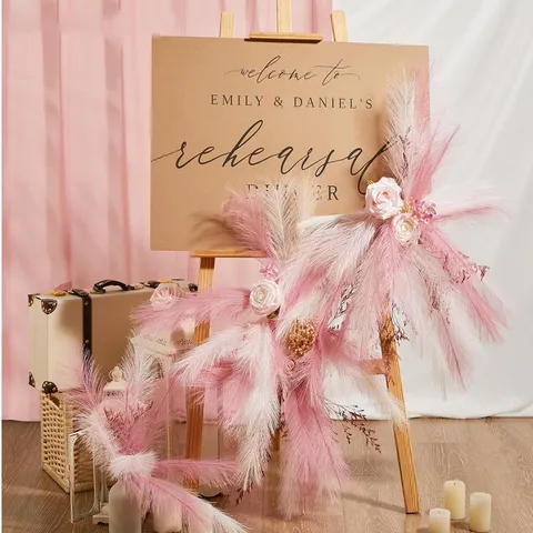 Romantic Artificial Pampas Grass Reed Bouquet Silk Faux Floral Stems Bundle For Home Wedding Party Room Decoration Craft Holiday Decor