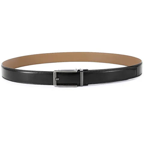 Men's Genuine Cowhide Leather Belt Automatic Buckle Business Casual Fashion Waist Strap For Men Black Light Brown Belt