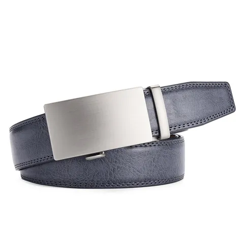 Men Genuine Leather Belt With Automatic Buckle Fashion Cracked Pattern Casual Waist Strap Business Accessories Men Belt