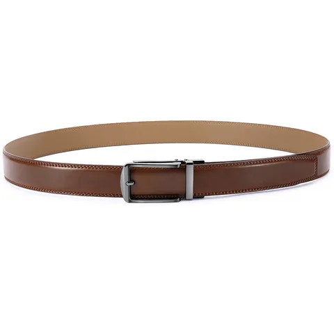 Men's Genuine Cowhide Leather Belt Automatic Buckle Business Casual Fashion Waist Strap For Men Black Light Brown Belt