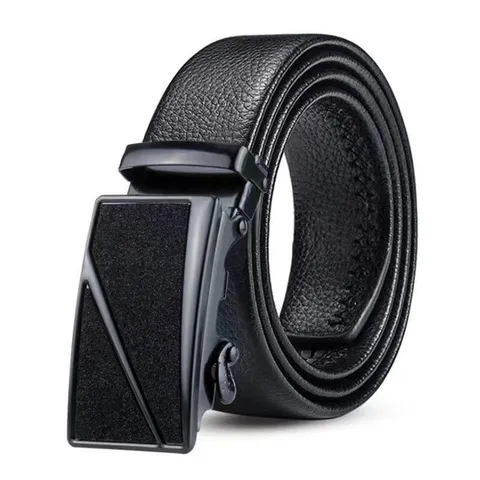Men Business Casual Belt Lychee Pattern PU Leather Waist Strap With Automatic Buckle Matte Buckle For Men Daily Wear