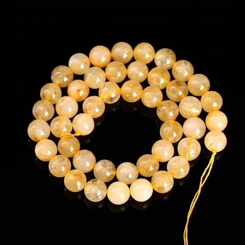 Natural Gold Rutilated Quartz Loose Beads Round Crystal Stone Beads For DIY Bracelet Jewelry Making Handcraft Accessories