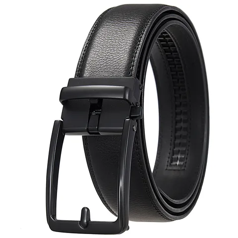 Men Automatic Buckle Belt Cowhide Leather Alloy Buckle Business Casual Adjustable Waistband for Men Formal Daily Wear
