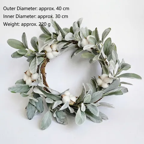 Nordischer Handgemachter Künstlicher Hasenohrblattkranz Mit Baumwolle Weißer Weihnachtsblumenranke Girlande Für Die Haustür