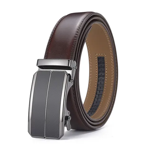 Ceinture en Cuir Véritable pour Hommes Avec Boucle Automatique Minimaliste en Cuir de Vachette Affaires Décontracté Ceinture pour Pantalon Accessoire Homme
