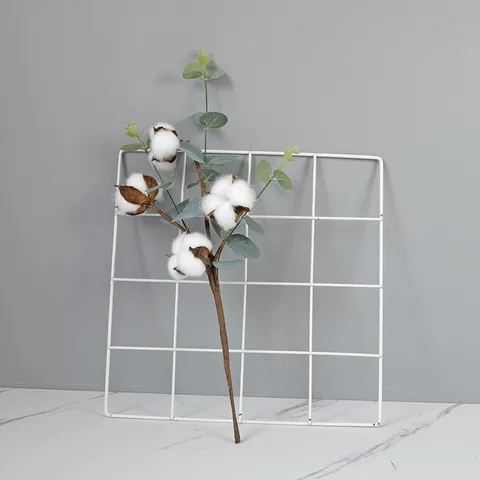 Künstlicher Eukalyptus Baumwollzweig Falsche Baumwollball Blumenstiel Simulationspflanze Für Heimdekoration Weihnachtsfeier Fotografie Requisiten Weiß