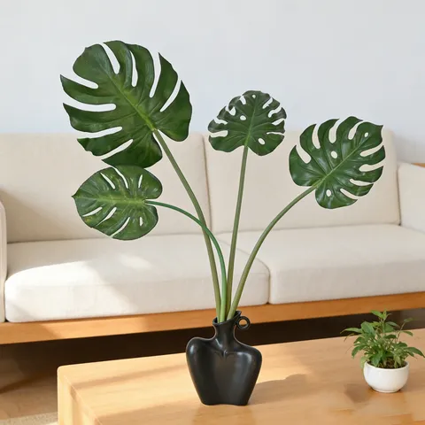 Artificial Monstera Banana Leaf Fake Green Plant Branch Rubber Touch Tropical Foliage For Home Decor Photography Props