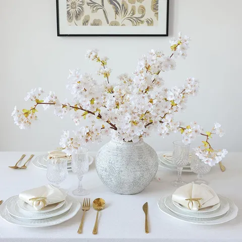 Ramas de Cerezo Artificiales Seda Tallos de Flor de Durazno Rama Decorativa Para Decoración de Mesa Hogar Boda Fiesta